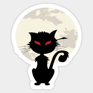 Full Moon And Black Cat Halloween Sticker